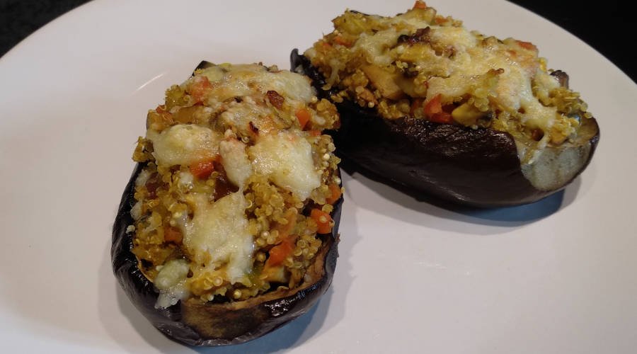 Berenjenas rellenas quinoa atun verduras